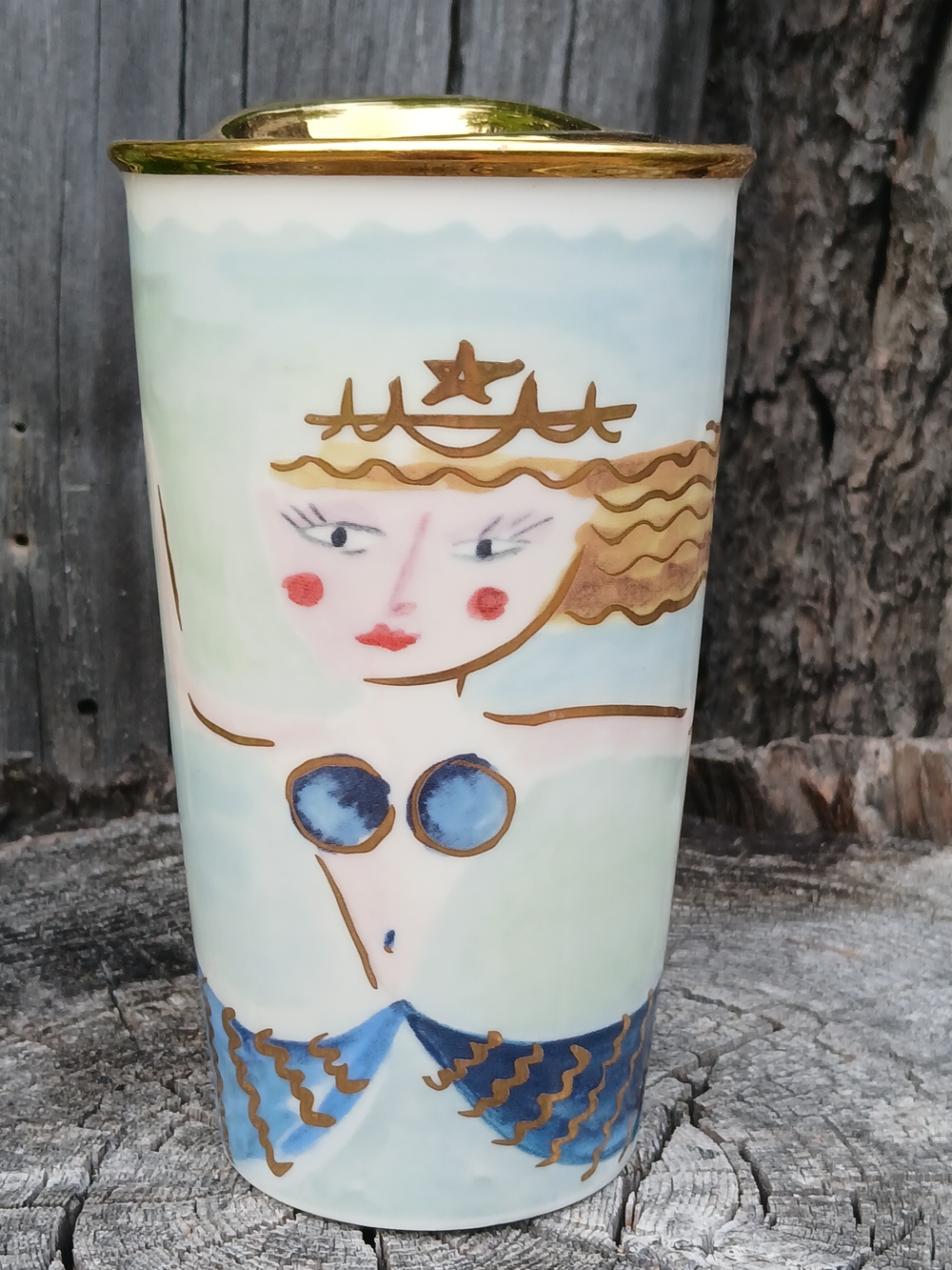 Starbucks 2014 Siren Mermaid Dot Collection Ceramic Travel Tumbler Limited Ed